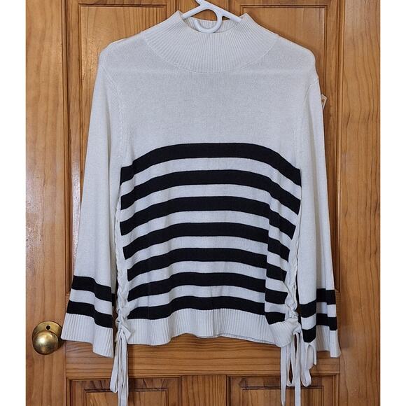 Joie Sweater Women's Small Striped Mock Neck Bohemian BohoChic Retro Minimalist - Picture 1 of 7
